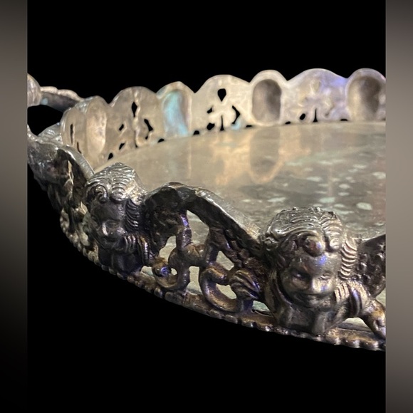 Cherub Silver Plated Vanity Tray - Picture 4 of 12